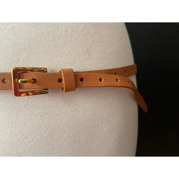 JCREW Skinny Tan Perforated Leather Belt sz M/L - Picture 2 of 10